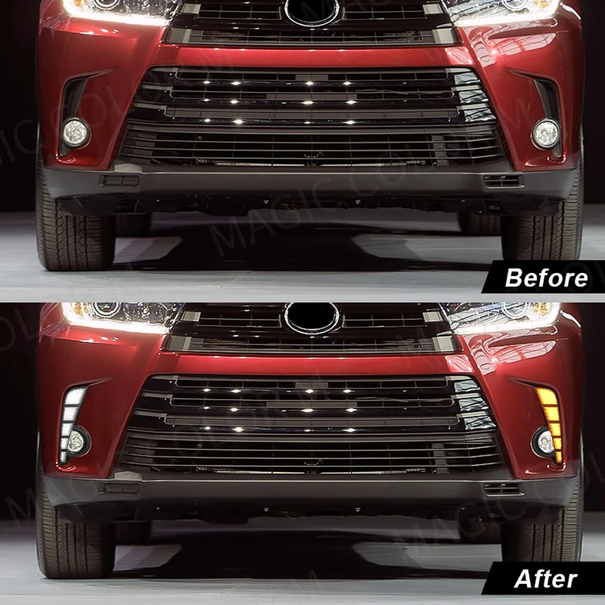 Front Bumper Fog Lights For Toyota Highlander 2017-2019 DRL Turn Signal Lamp - Image 2