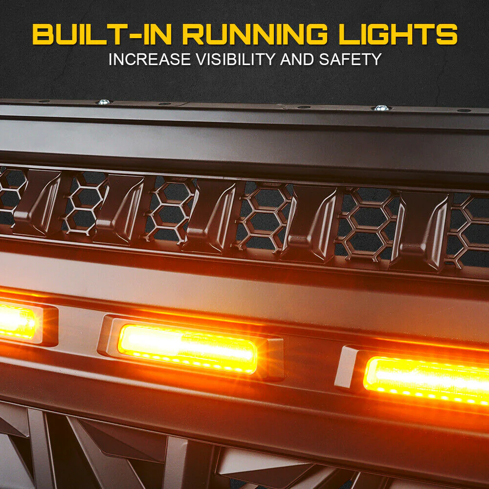 Front Bumper Grill Grille w/ Lights for Jeep Wrangler JL Gladiator JT 2019-2023 - Image 3