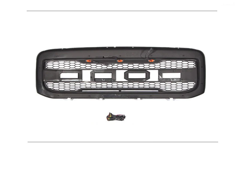 Front Bumper Grille Mesh Grill W/LEDs Matte Black ABS for Ford F250 1999-2004 - Image 5