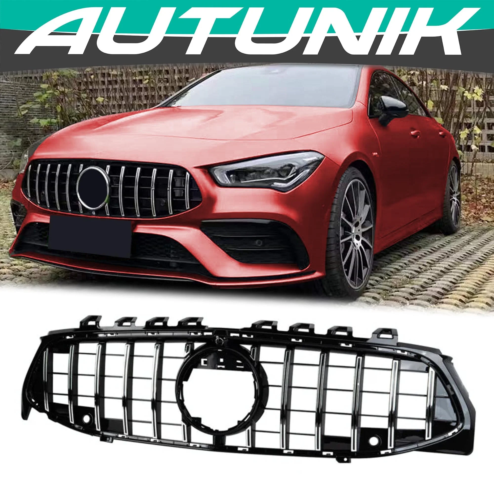 Chrome Front Grill for Mercedes Benz CLA C118 CLA250 CLA35 CLA45 2020-2024