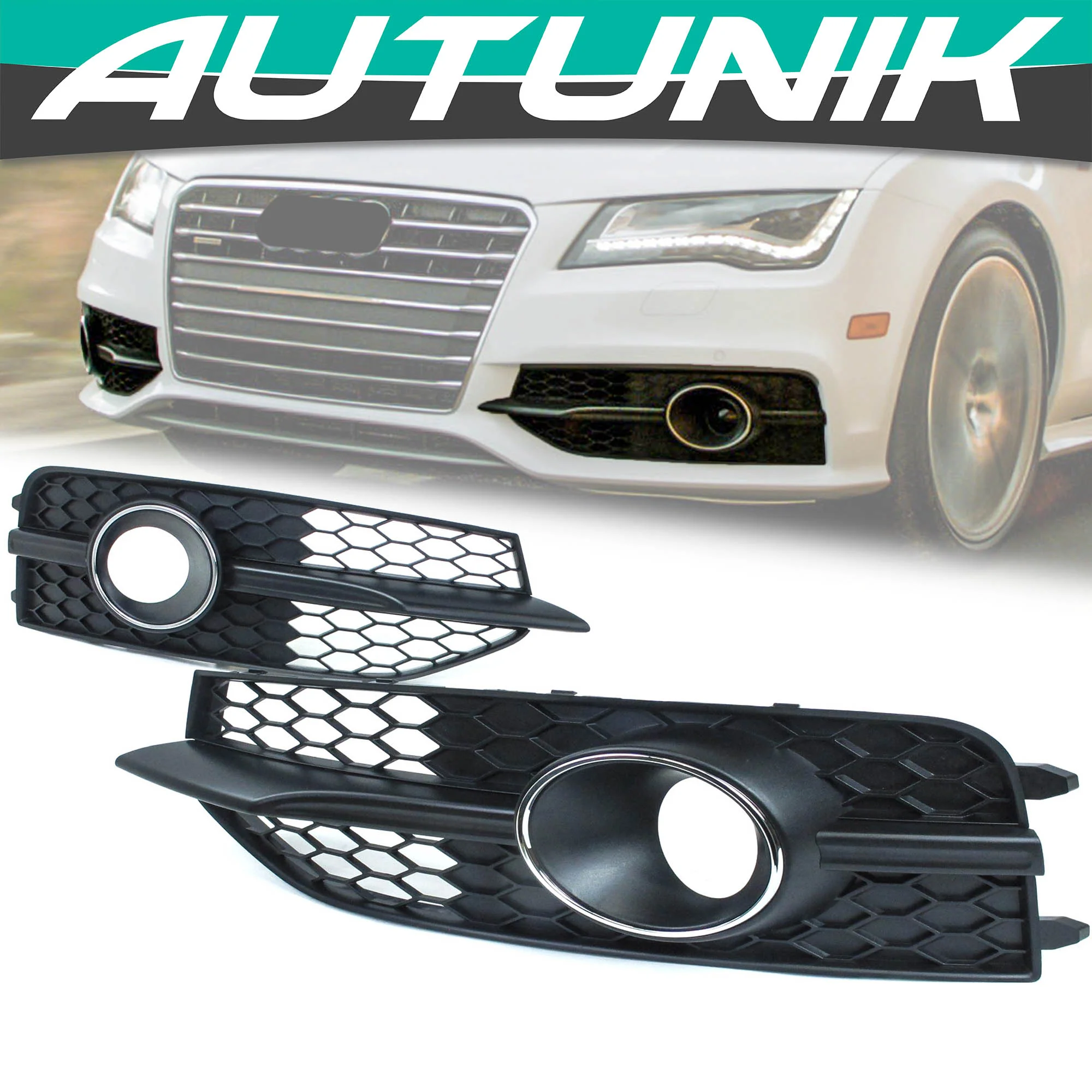 Left+Right Front Bumper Lower Fog Light Cover Grille for Audi A7 S-Line / S7 2012–2015