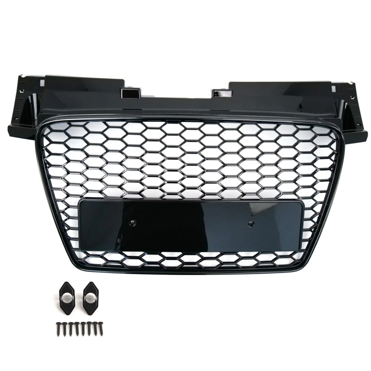Front Bumper Radiator Grille Hex Grill Gloss Black For Audi TT TTS MK2 2007-2014 - Image 3