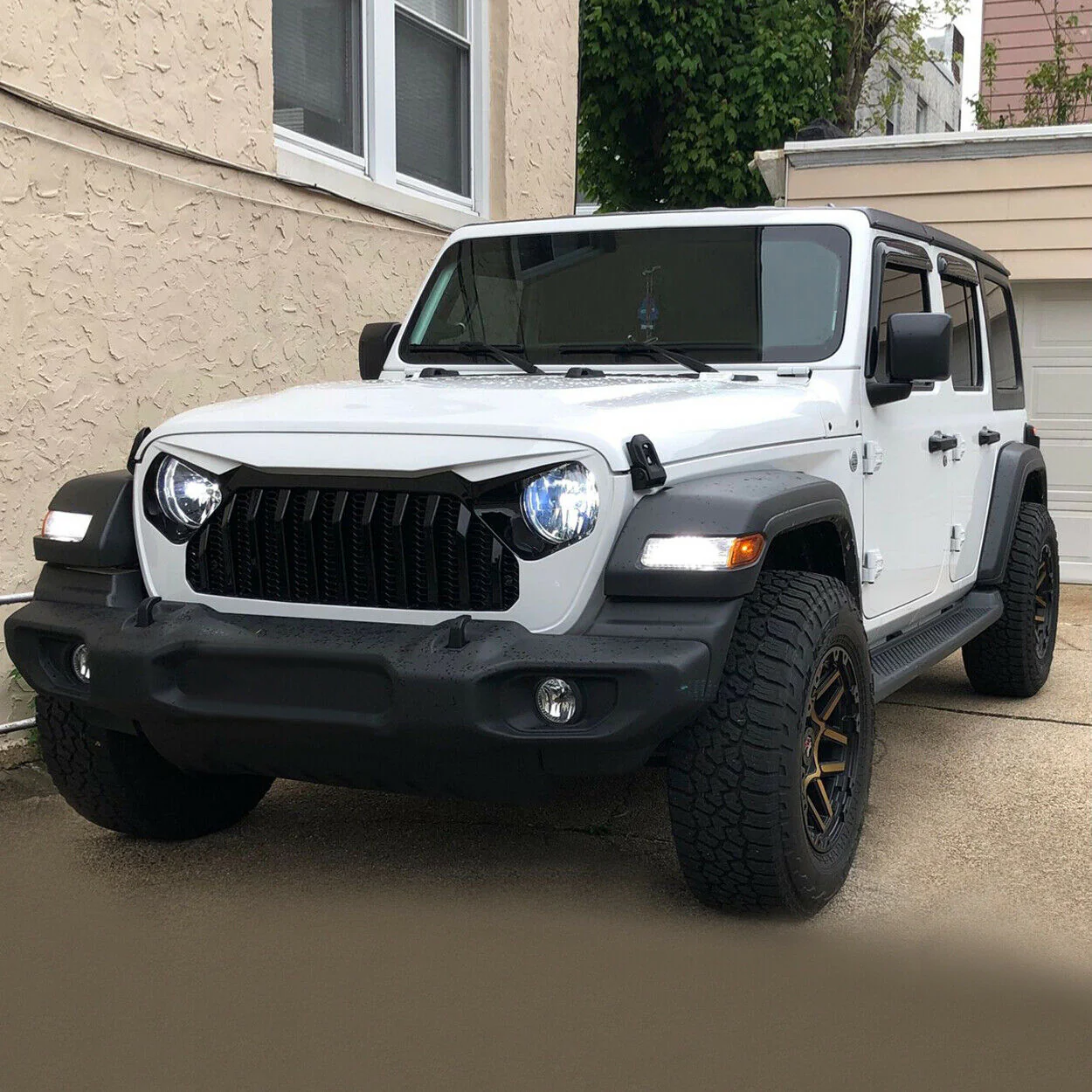 White Front Bumper Grill Grille for Jeep Wrangler JL JT 2018-2021 - Image 2