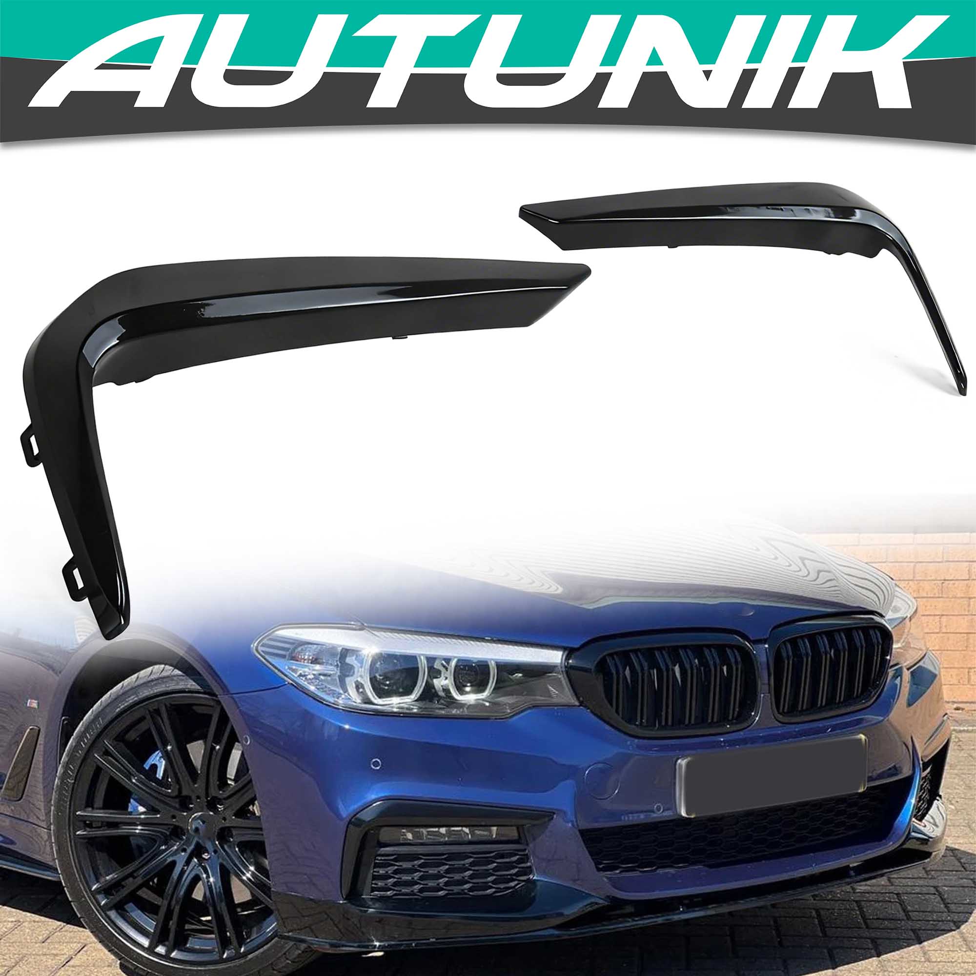 Front Fog Light Side Lower Grill Trim For 2017-2020 BMW 5 Series M-Sport G30 G31 540i 530i 530e