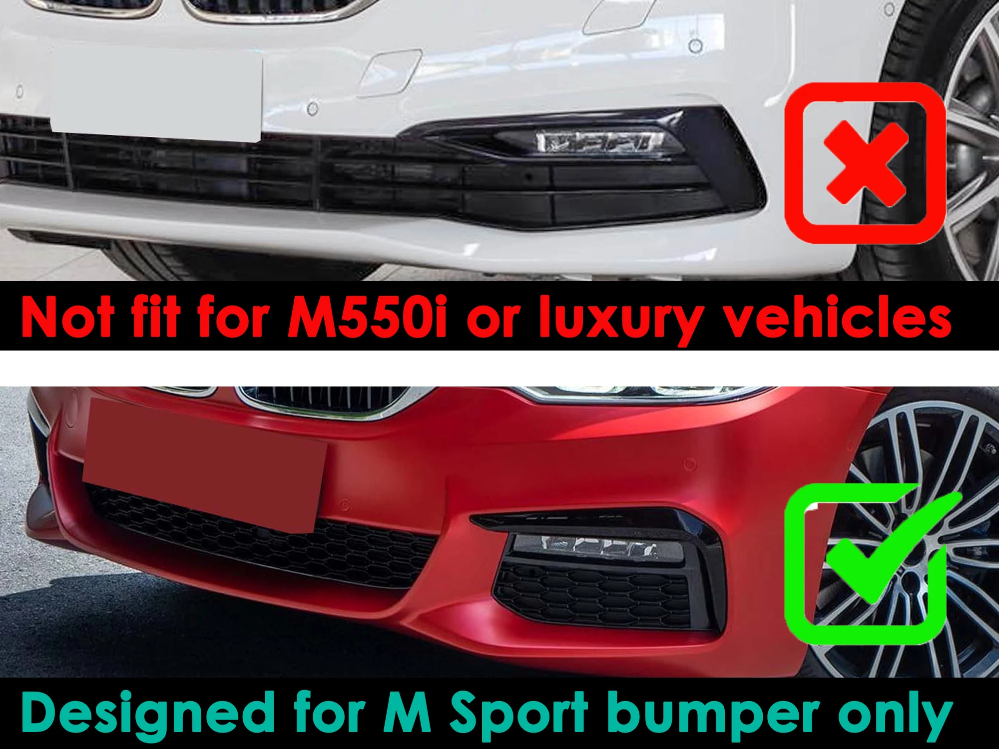 Front Fog Light Side Lower Grill Trim For 2017-2020 BMW 5 Series M-Sport G30 G31 540i 530i 530e - Image 3