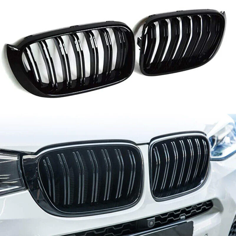Glossy Black Front Kidney Grille For BMW X3 X4 F25 F26 2014-2017 - Image 2