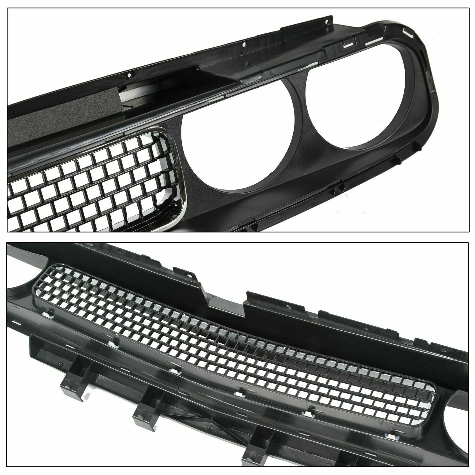 Front Bumper Grille Upper Grill Black w/ Chrome for Dodge Challenger 2008-2014 - Image 6
