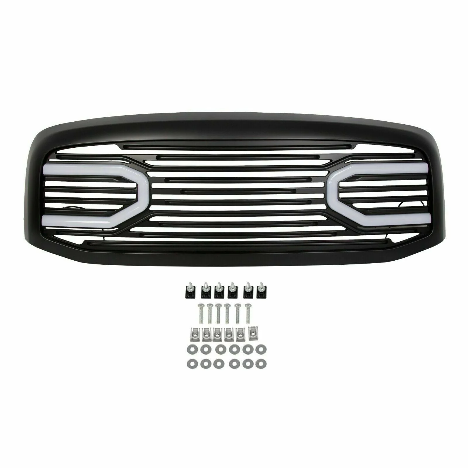 Black Front Hood Grill Bumper Grille Shell w/ LED Light for Dodge Ram 1500 2500 3500 2006-2009 - Image 7