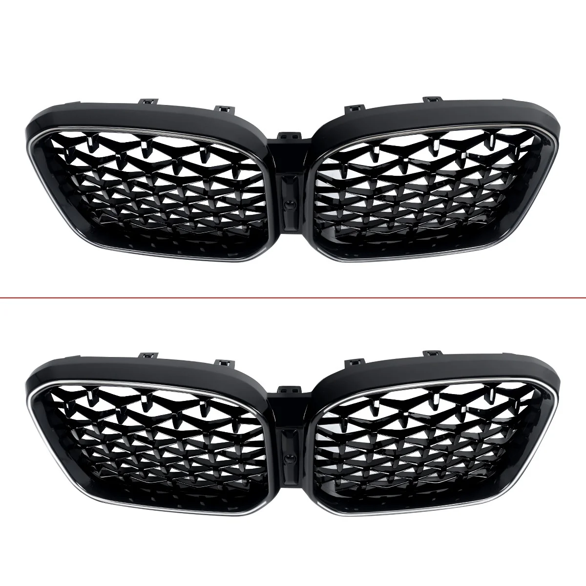 Front Kidney Grille Diamond Grill W/ LED Light For 2022-2024 BMW X3 G01 X4 G02 - Image 4