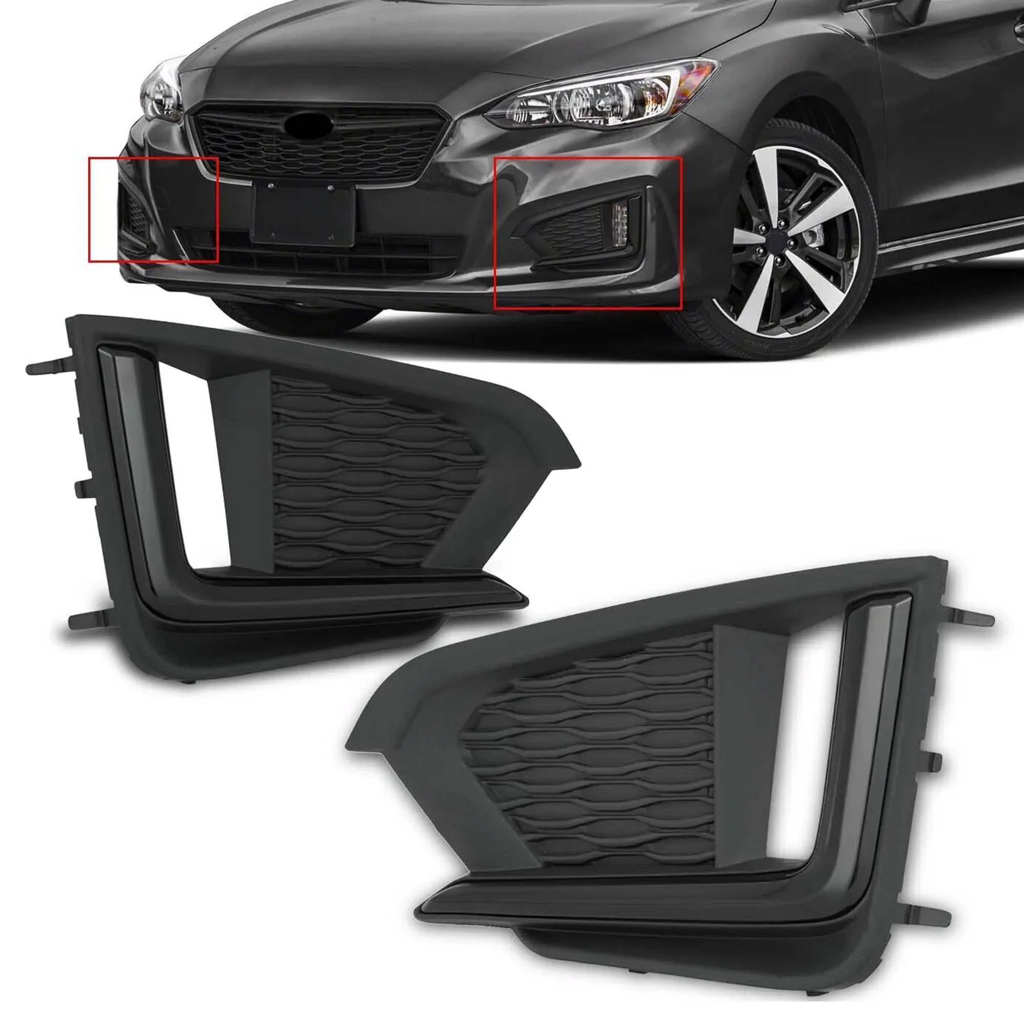 Front Left & Right Fog Light Cover Bezels For 2017-2019 Subaru Impreza Sport