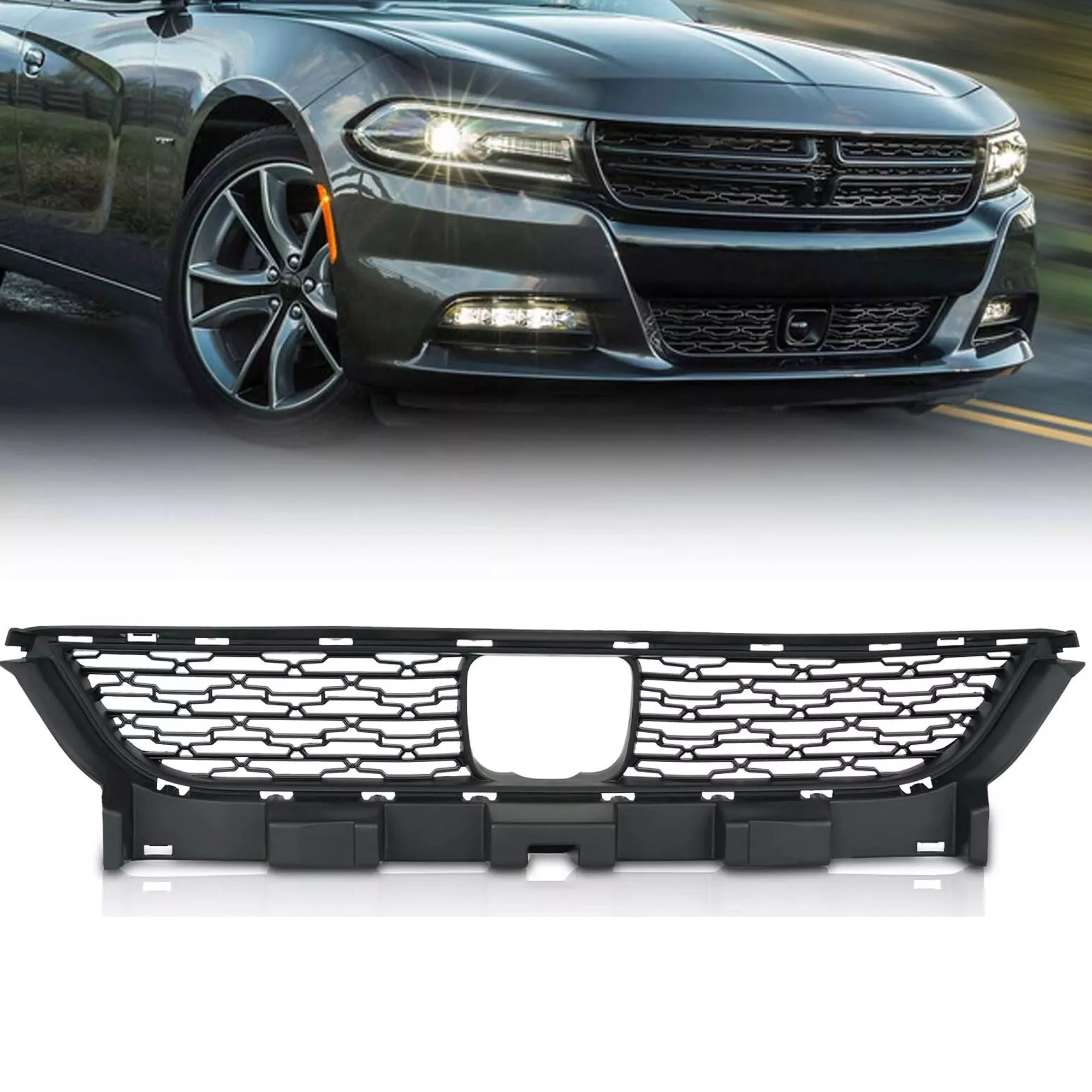 Front Lower Bumper Grille For 2015-2022 Dodge Charger SXT SE Pursuit 68214781AB