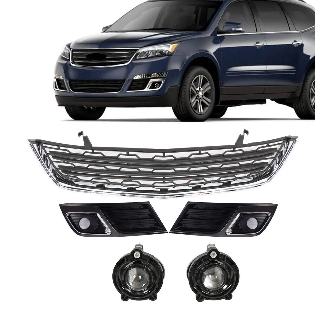 Front Lower Grille Fog Lights Bezels Set 5pcs for Chevrolet Traverse 2013-2017
