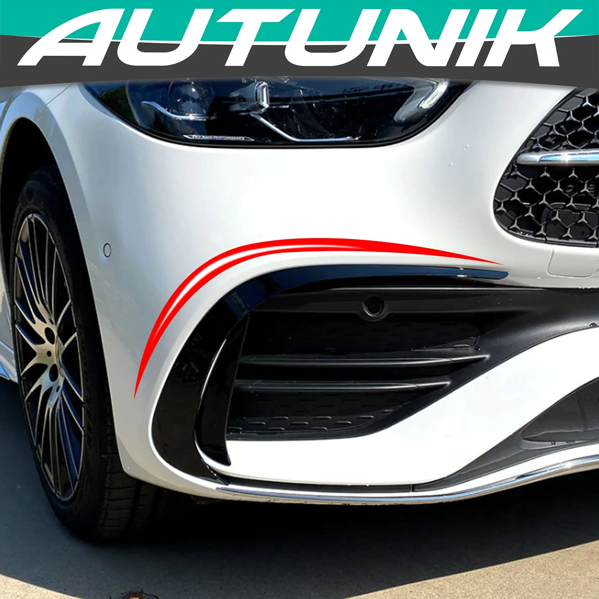 Gloss Black Front Bumper Splitter Flaps Kits For Mercedes W206 S206 C300 C43 Sedan AMG 2022-2024 - Image 14