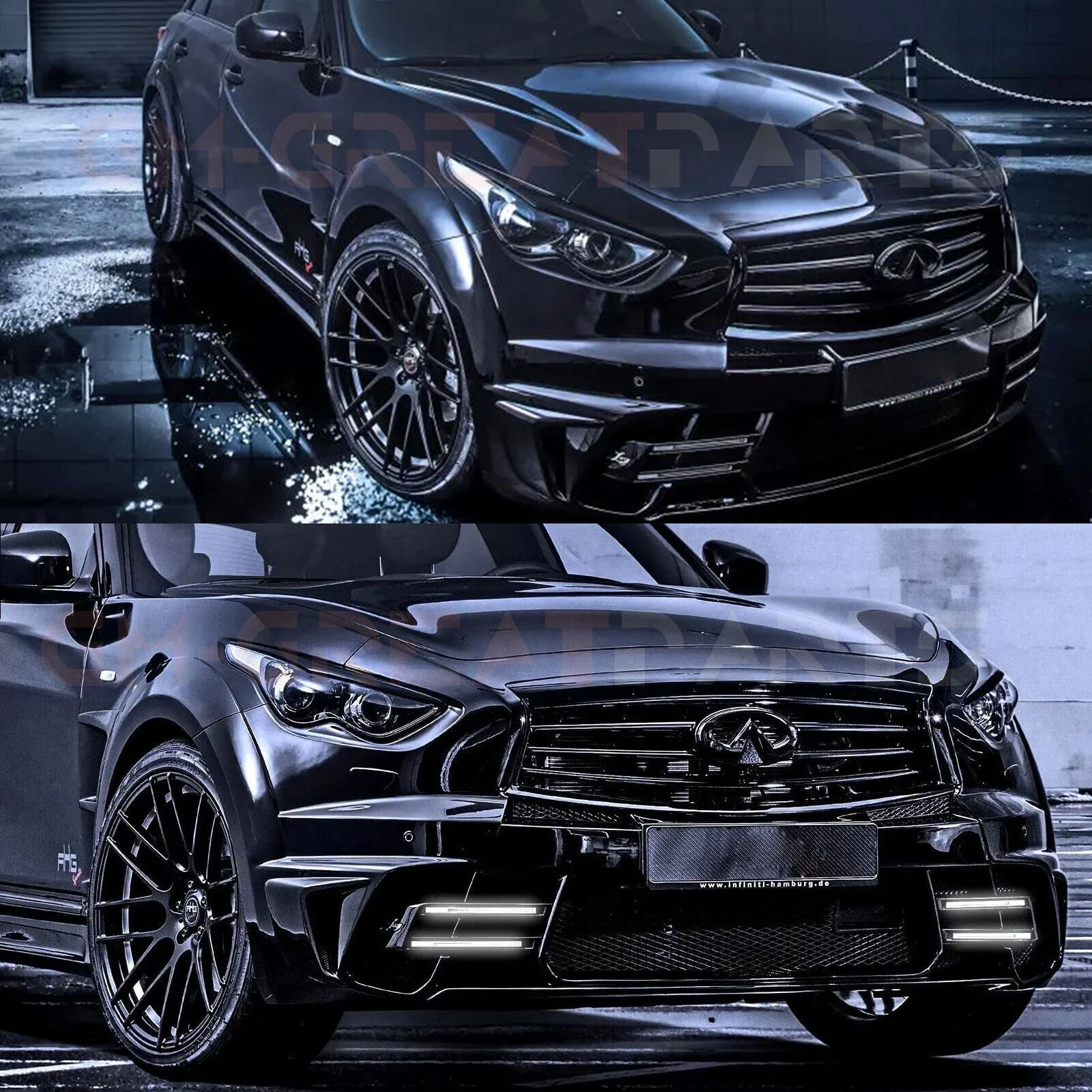 Front Upper Grille Gloss Black for 2014-2017 INFINITI QX70 - Image 16
