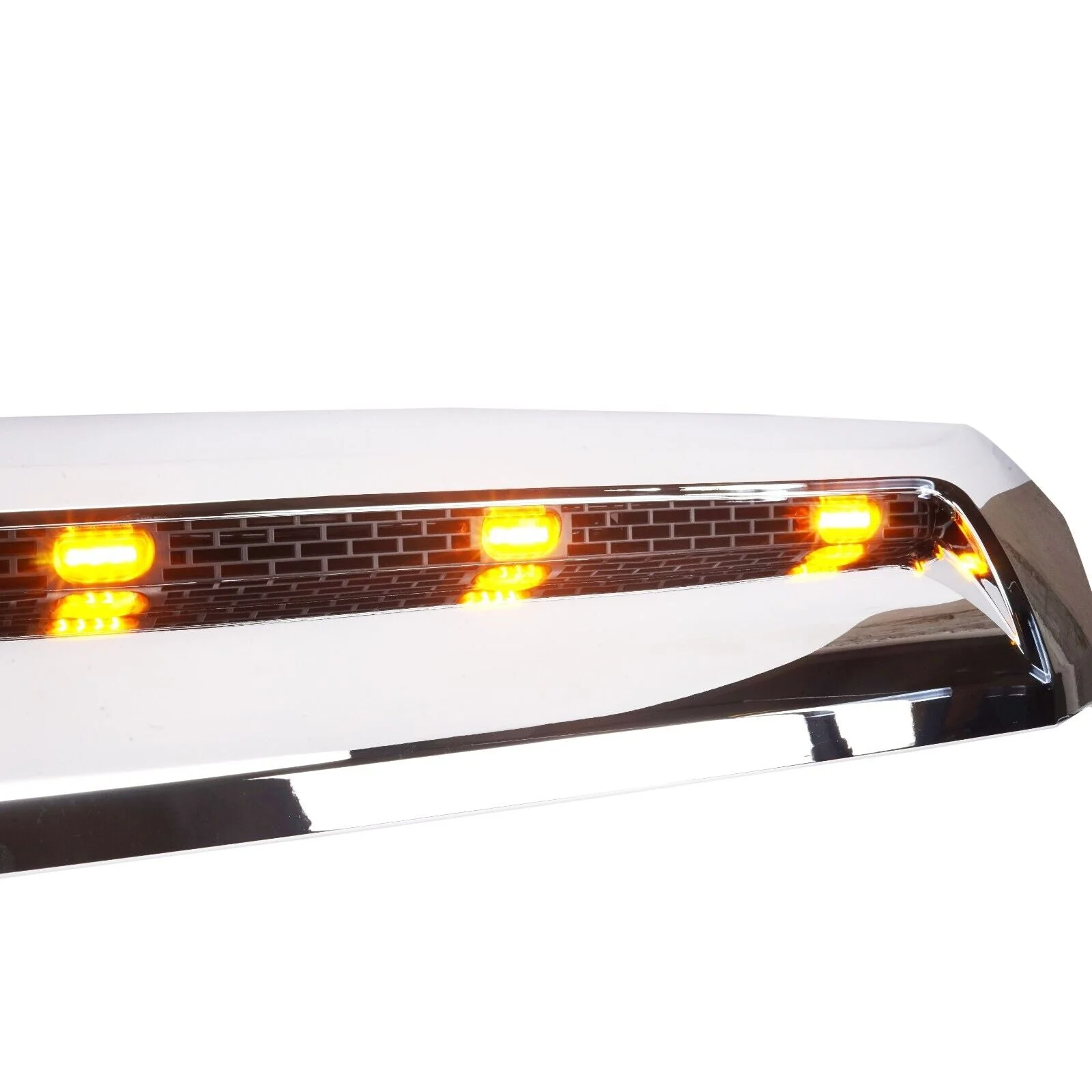 Front Upper Grille Hood Scoop Fits Toyota Tundra 2014-2021 Chrome w/ LED Light - Image 5