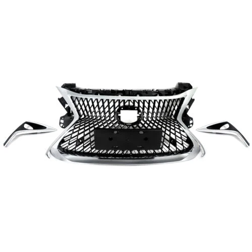 Front Upper Grille W/Trim Molding Fog Trims Set For Lexus ES300H ES350 2016-2018 - Image 4