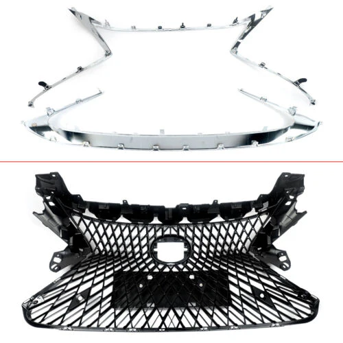 Front Upper Grille W/Trim Molding Fog Trims Set For Lexus ES300H ES350 2016-2018 - Image 5