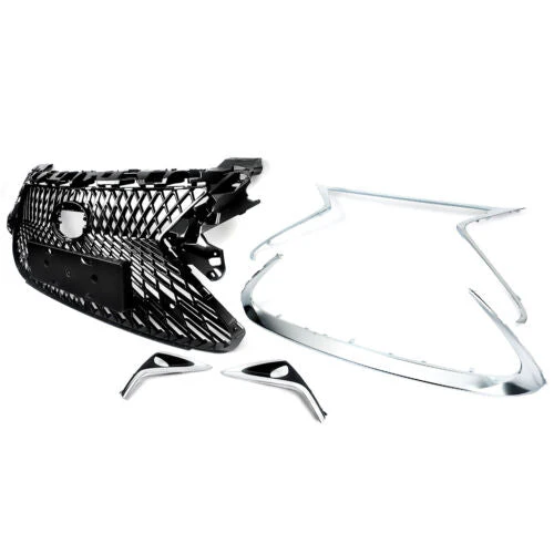 Front Upper Grille W/Trim Molding Fog Trims Set For Lexus ES300H ES350 2016-2018 - Image 8