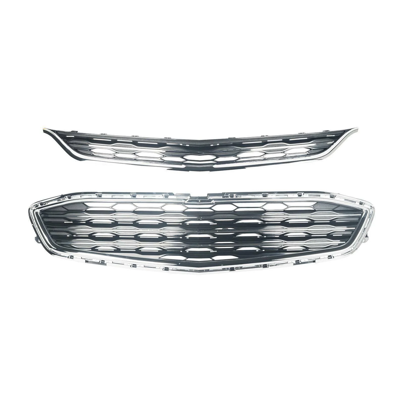 Front Honeycomb Upper Grille + Lower Grill For Chevrolet Malibu 2016-2018 - Image 3