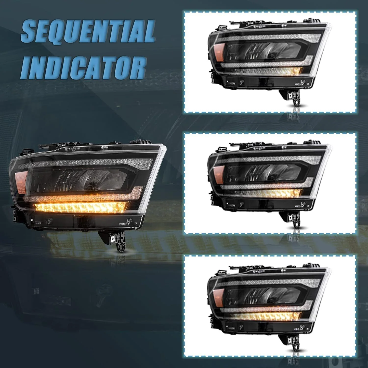 Bright Full LED Projector Headlights For 2019 2020 2021 Dodge Ram 1500 - Image 3