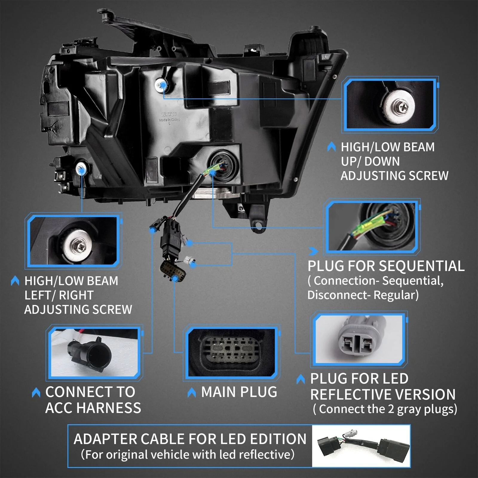 Bright Full LED Projector Headlights For 2019 2020 2021 Dodge Ram 1500 - Image 4