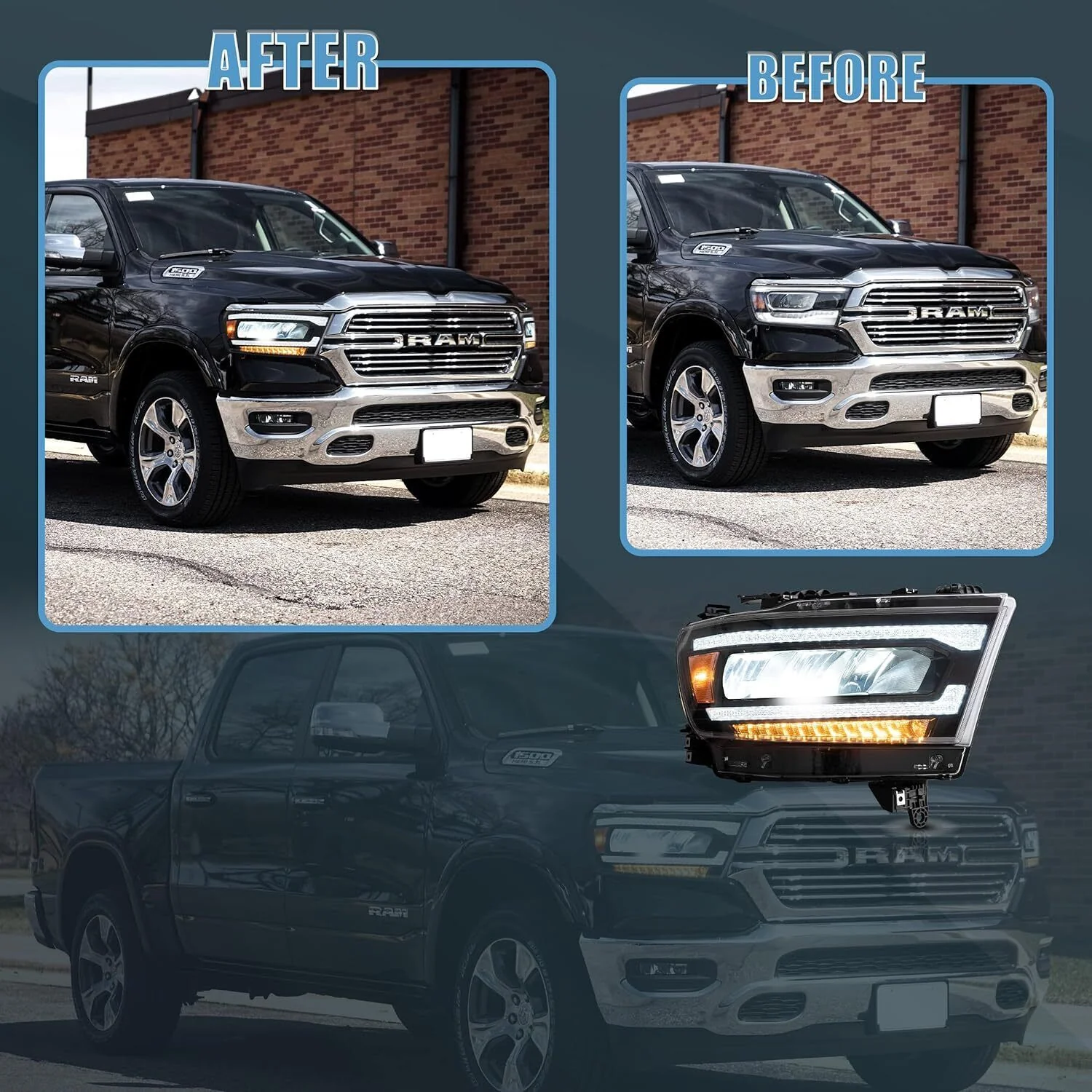 Bright Full LED Projector Headlights For 2019 2020 2021 Dodge Ram 1500 - Image 6