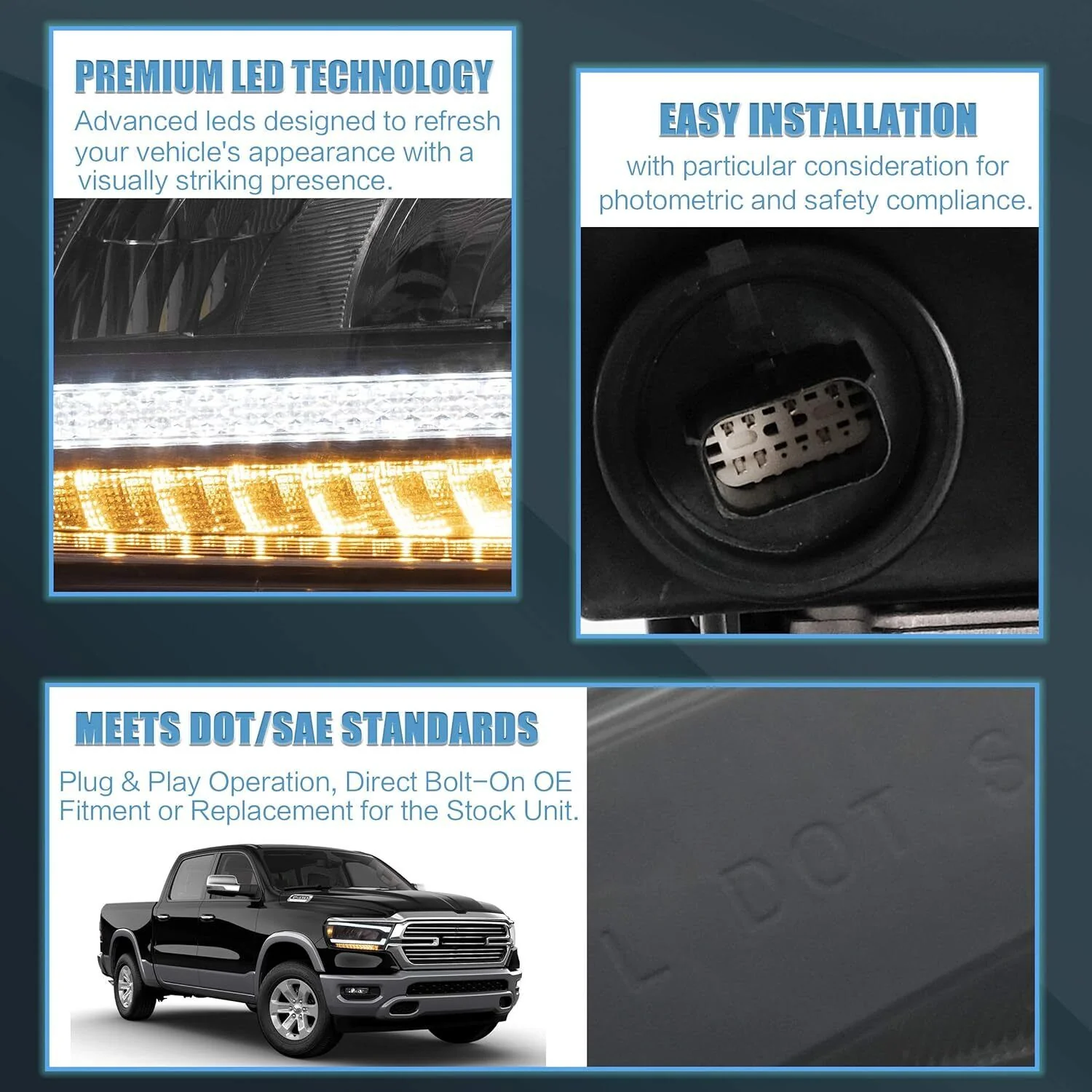 Bright Full LED Projector Headlights For 2019 2020 2021 Dodge Ram 1500 - Image 7