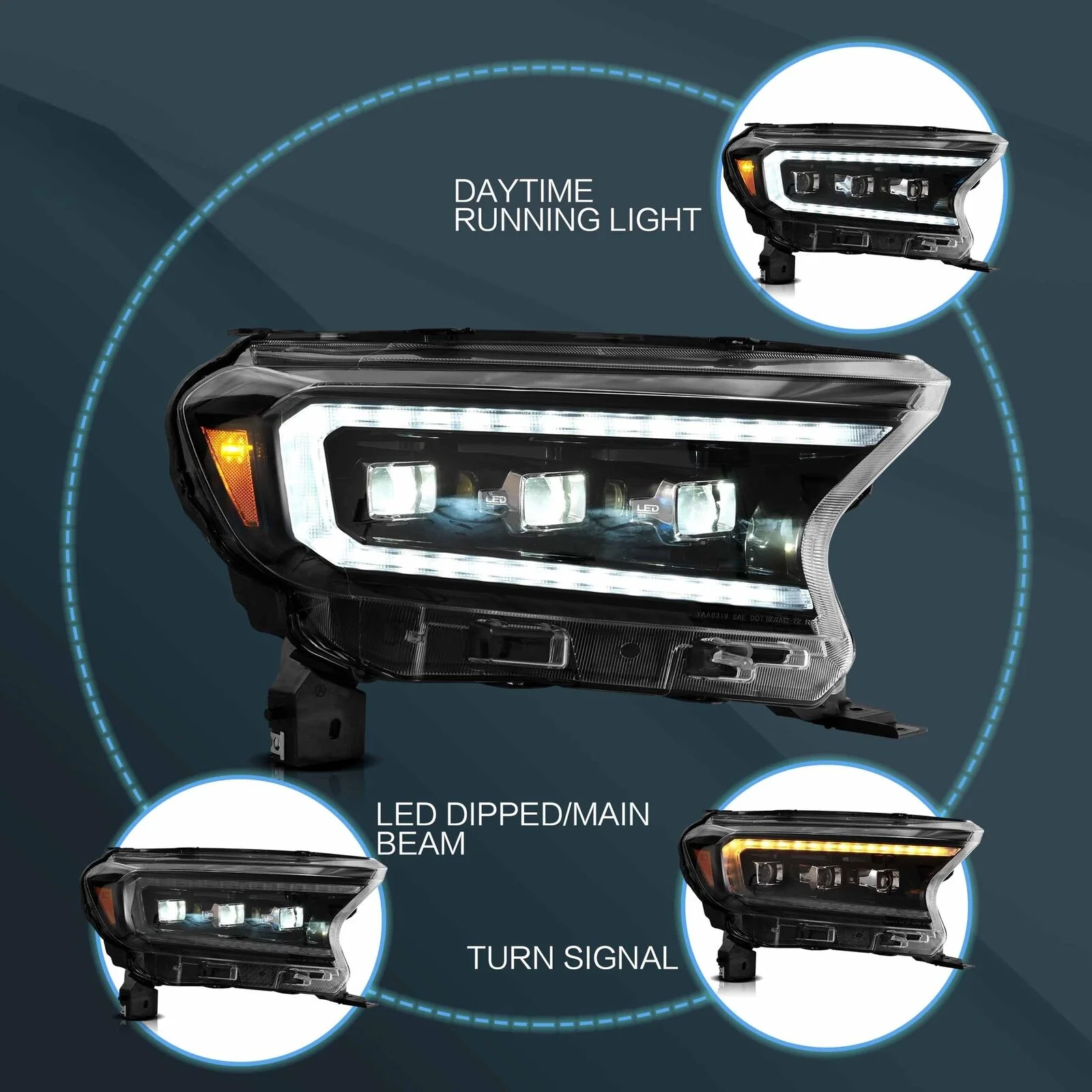 For 2016-2021 Ford Ranger Projector FULL LED Headlights Headlamps Assembly - Image 4