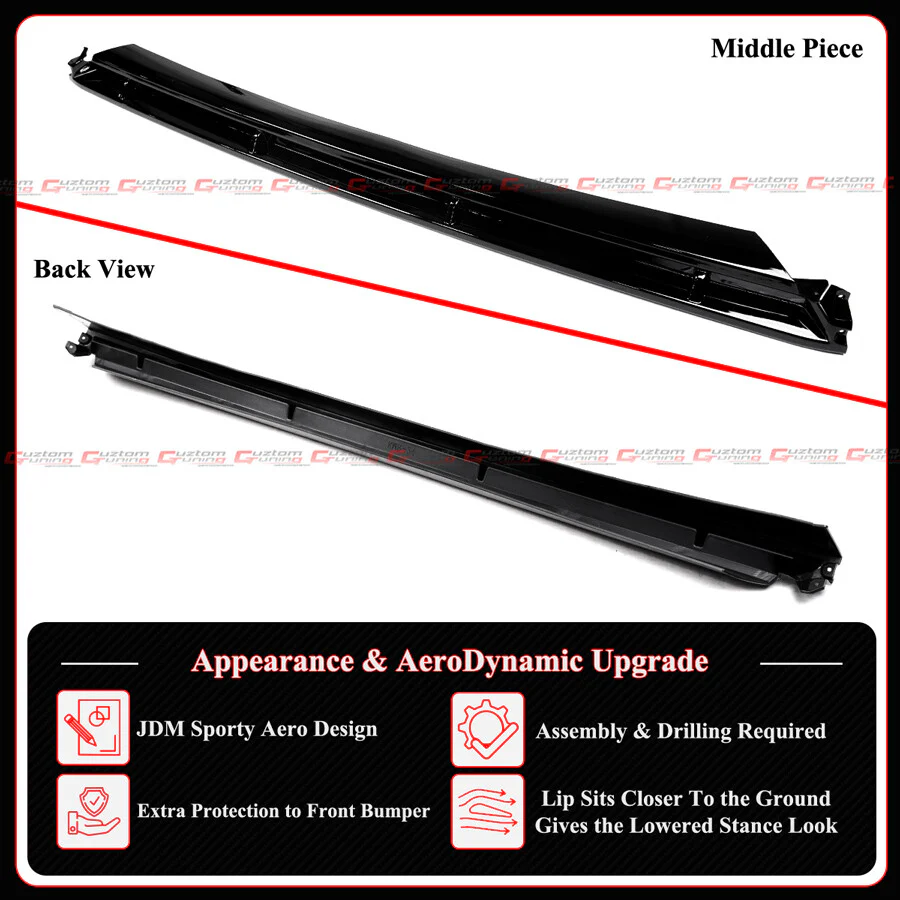 Gloss Black 3-Piece Front Bumper Lip Splitter For 2025-2026+ Toyota Camry SE XSE - Image 5