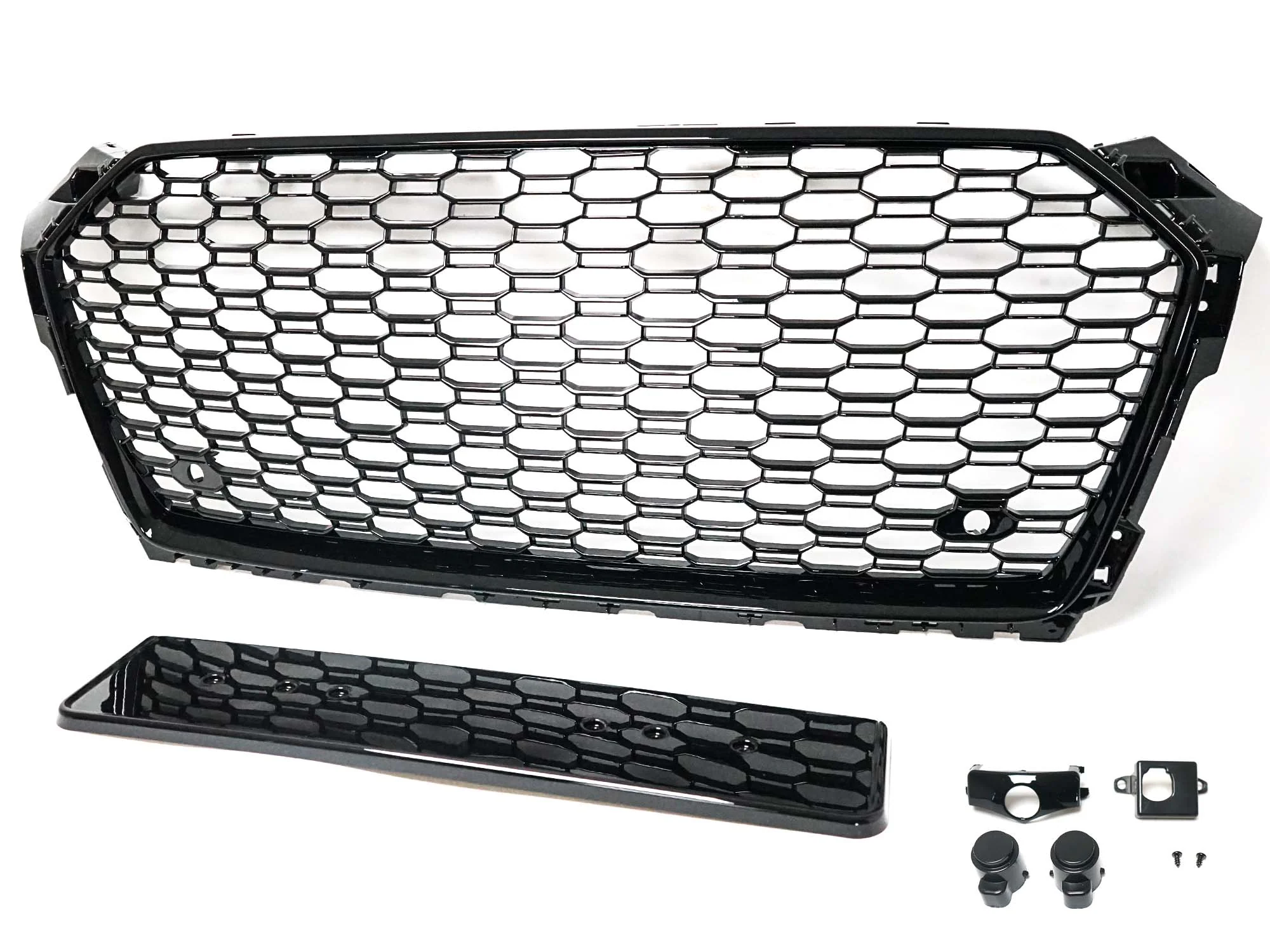 Gloss Black Badgeless Honeycomb Front Black Grille for Audi A5 S5 2017 2018 2019 - Image 8