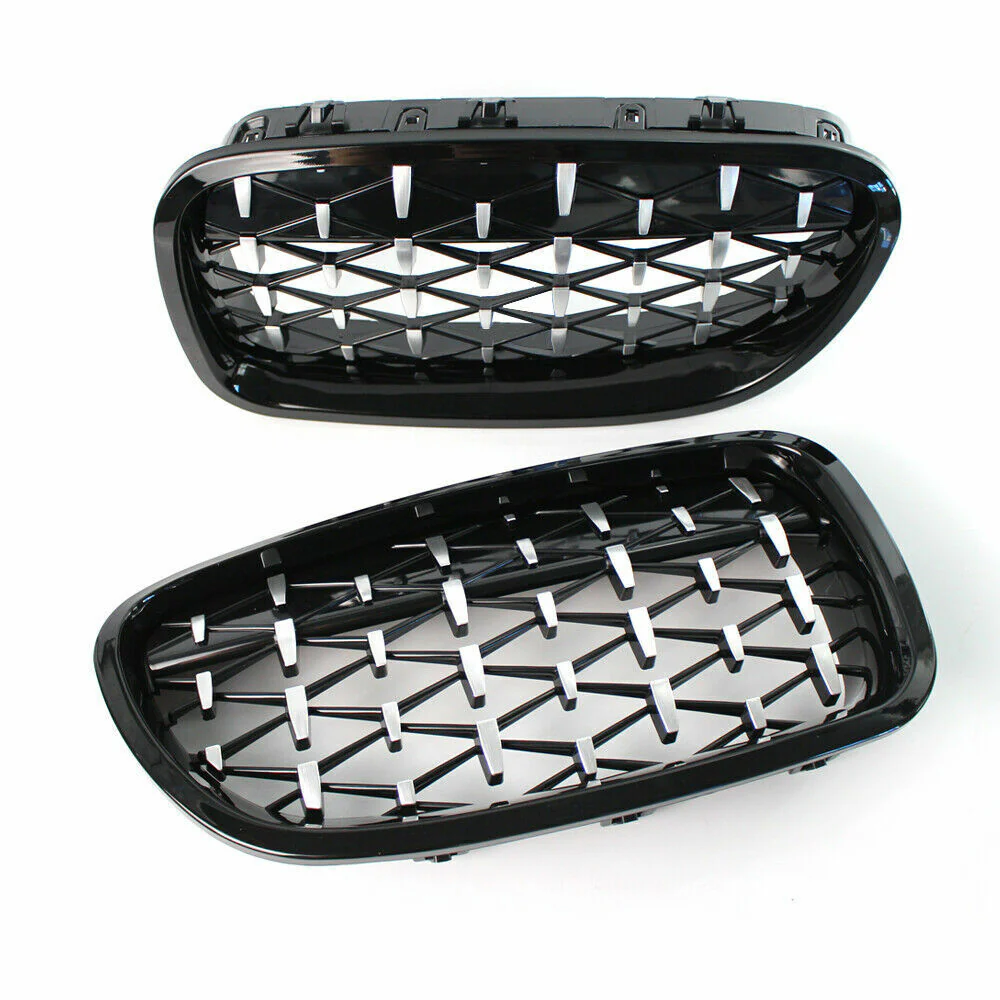 Diamond With Chrome Inner Front Kidney Grille For F10/F11 BMW 5 Series 2010-2016 - Image 2
