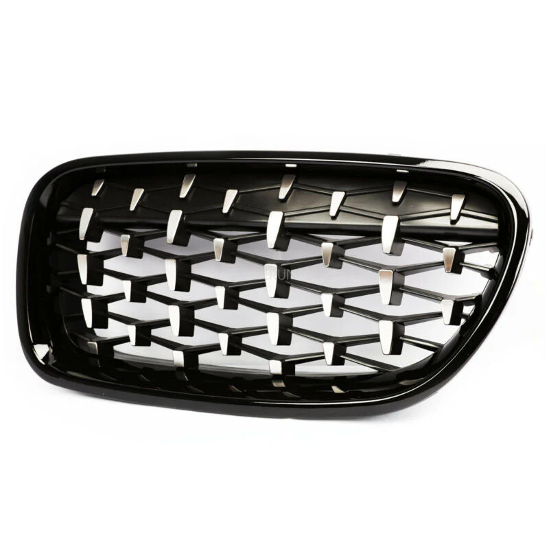 Gloss Black + Silver Diamond Front Kidney Grill for BMW 5-Series F10 Sedan 528i 535i 550i 2010-2016 - Image 6
