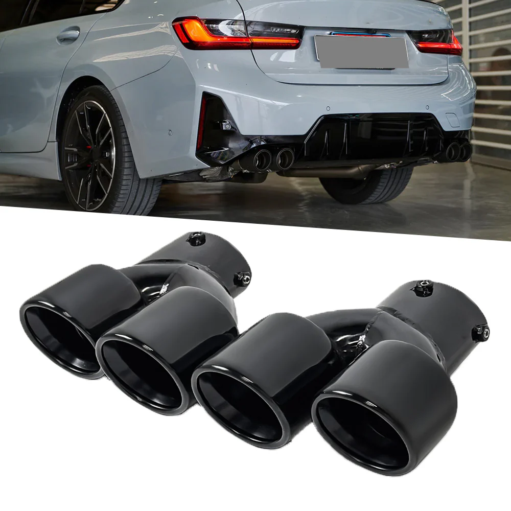Gloss Black Exhaust Tips Tailpipe for BMW G23 M440i G20 M340i G42 M240i 2019-2026