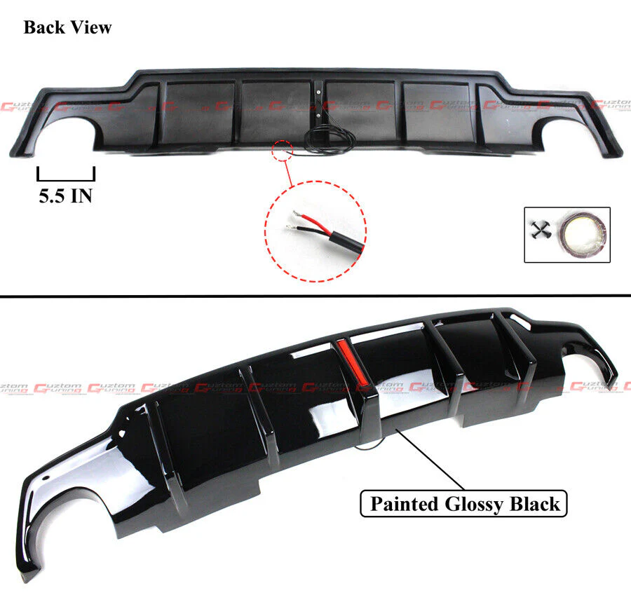 Gloss Black For 2006-2013 Lexus IS250 IS350 LED Rear Bumper Diffuser Valance - Image 2