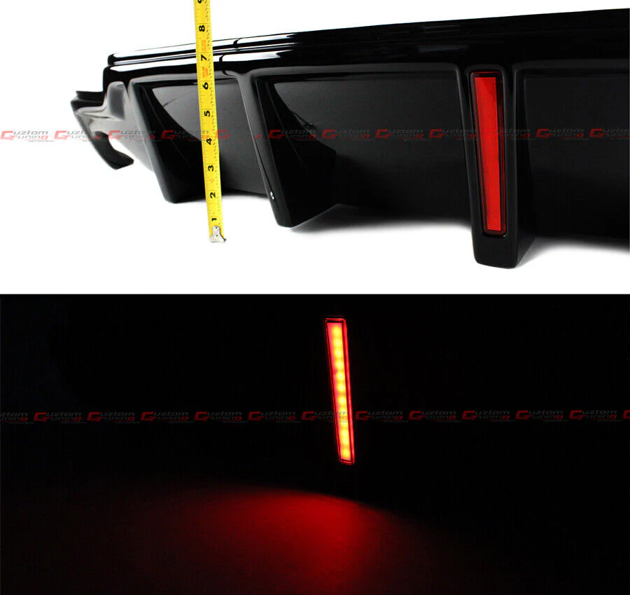Gloss Black For 2006-2013 Lexus IS250 IS350 LED Rear Bumper Diffuser Valance - Image 3