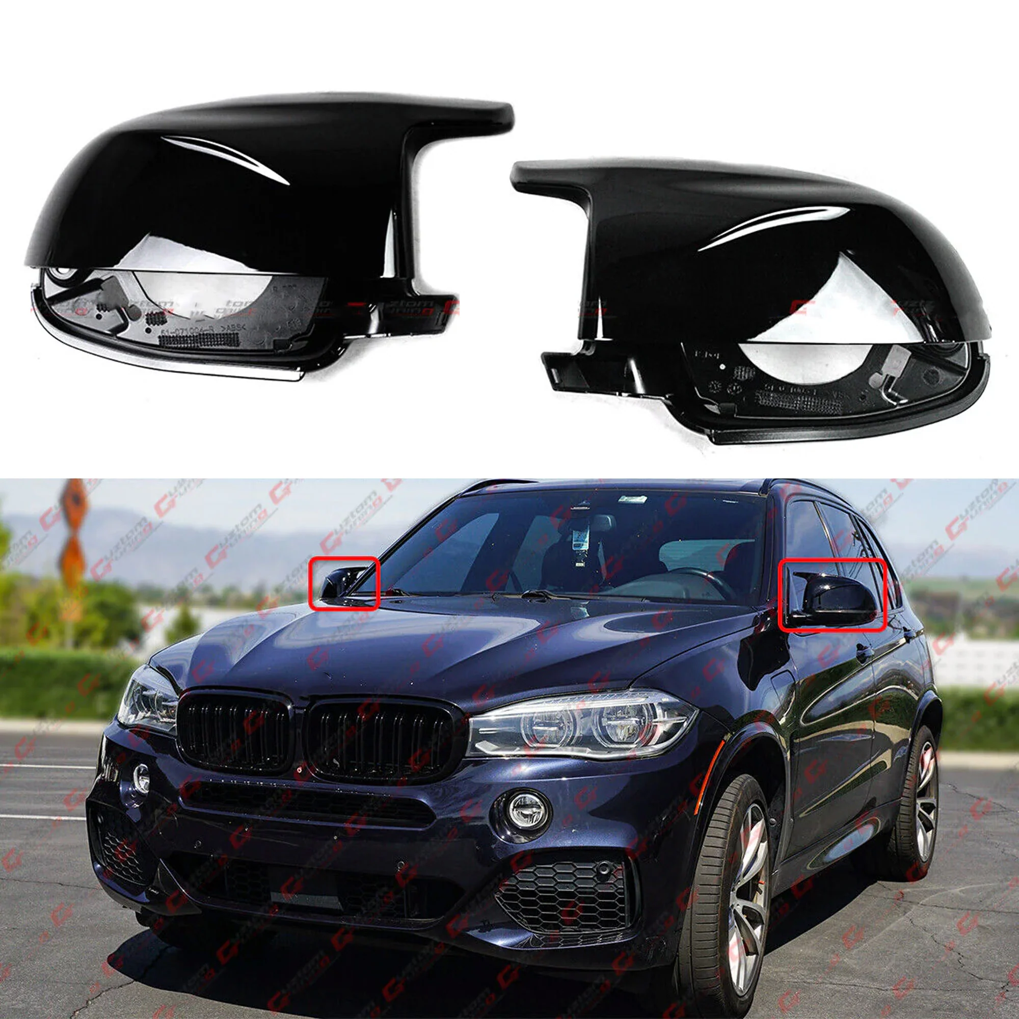 Gloss Black For 2014-2018 BMW F15 X5 F16 X6 X4 X3 M Style Mirror Cover Conversion Housing Assembly