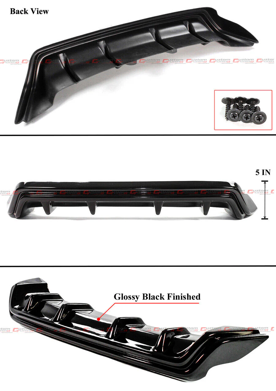 Gloss Black For 2015-2018 Lexus RC300 RC350 F-Sport Shark Fin Rear Bumper Diffuser - Image 2