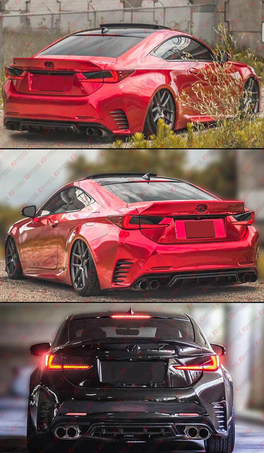 Gloss Black For 2015-2018 Lexus RC300 RC350 F-Sport Shark Fin Rear Bumper Diffuser - Image 3