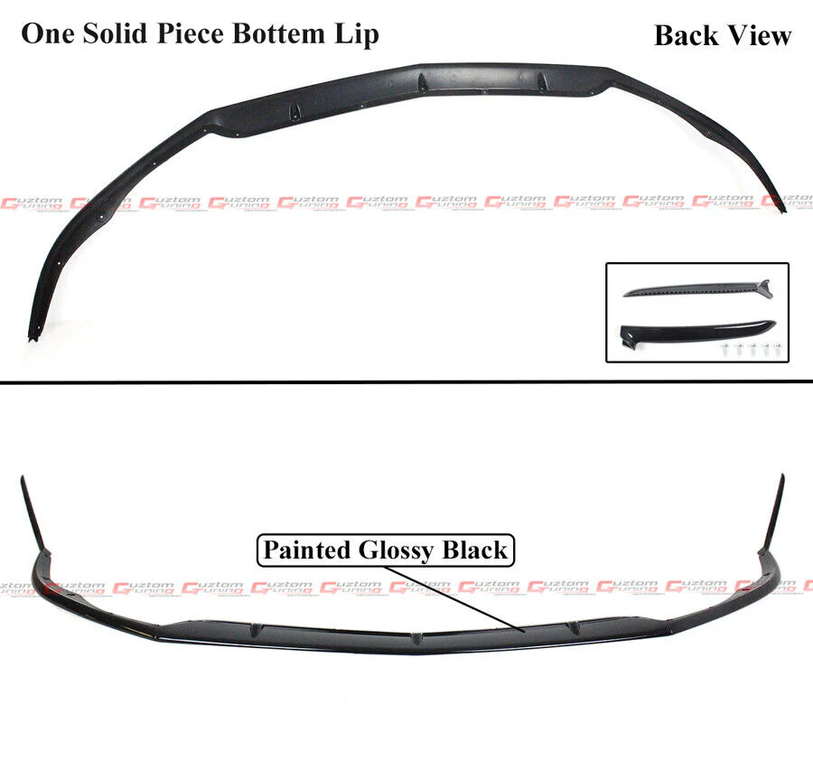 Gloss Black For 2015-2021 Mercedes W205 C63 AMG Front Bumper Lip Splitters - Image 2