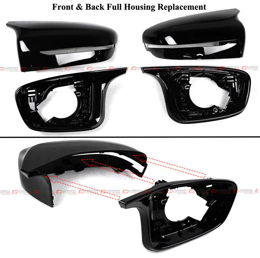 Gloss Black For 2019-2025 BMW G20 330i 330e M5 Style Mirror Cover Conversion Housing Assembly - Image 2