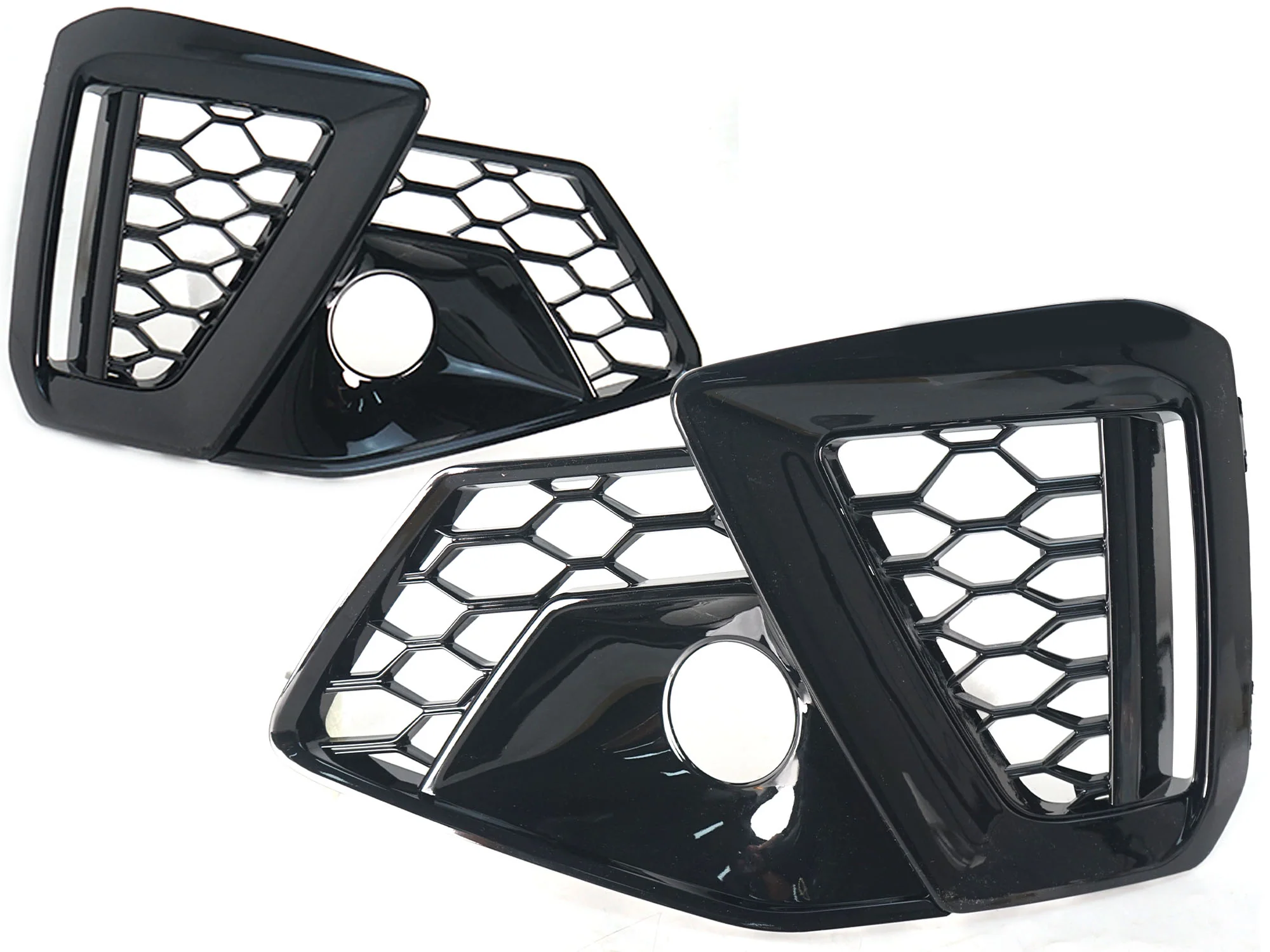 Gloss Black Front Bumper Fog Light Cover Grille For Audi A4 B9 S-LINE S4 2020-2025 - Image 4
