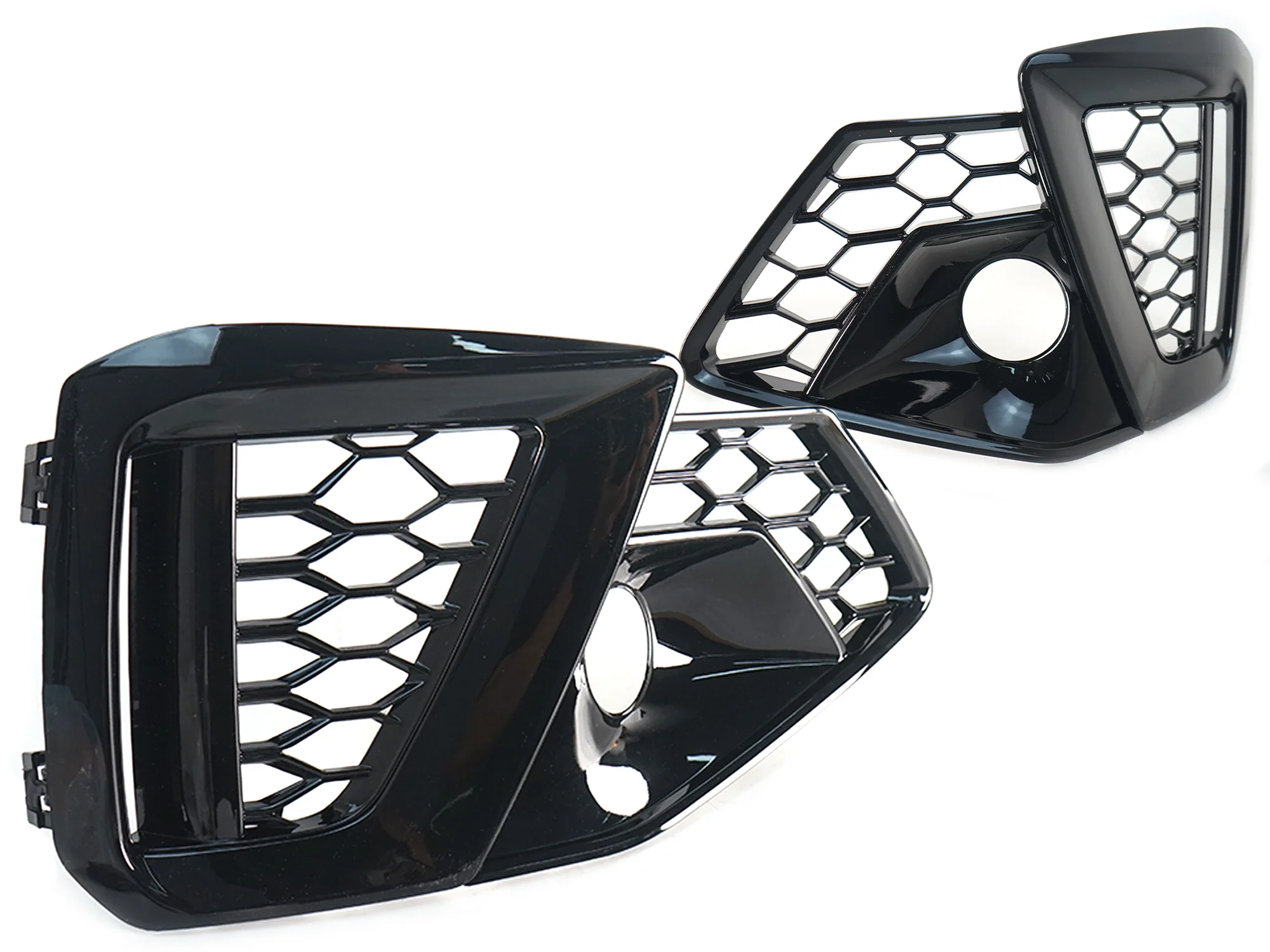 Gloss Black Front Bumper Fog Light Cover Grille For Audi A4 B9 S-LINE S4 2020-2025 - Image 5