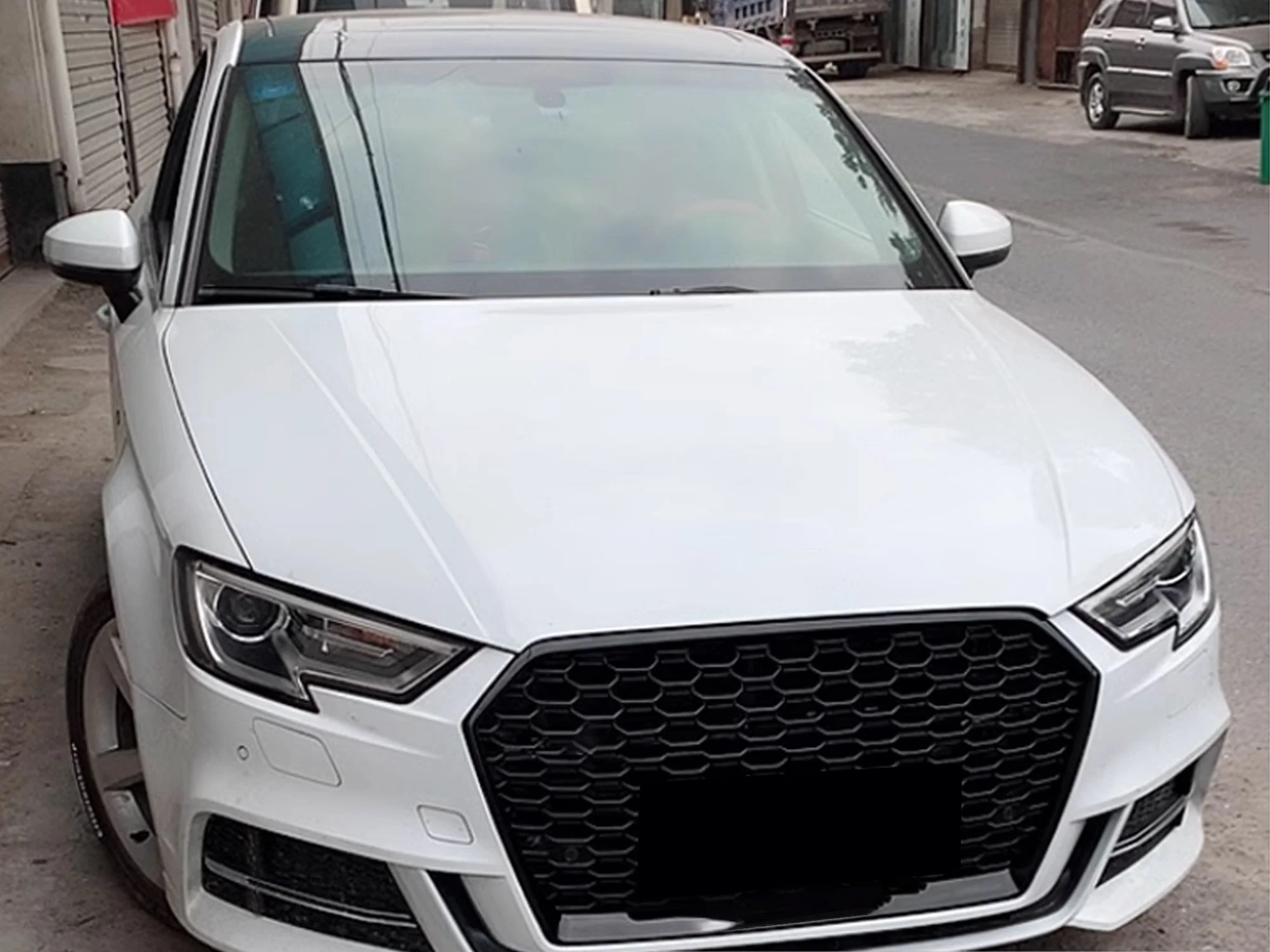 Glossy Black Honeycomb Front Bumper Grille for Audi A3 S3 8V 2017-2020 NON ACC - Image 3