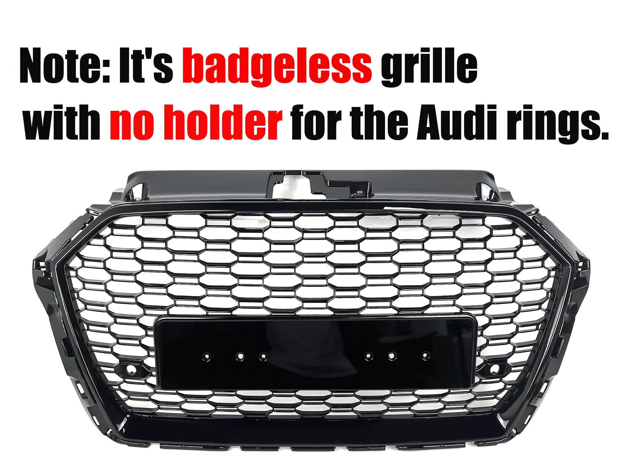Glossy Black Honeycomb Front Bumper Grille for Audi A3 S3 8V 2017-2020 NON ACC - Image 4