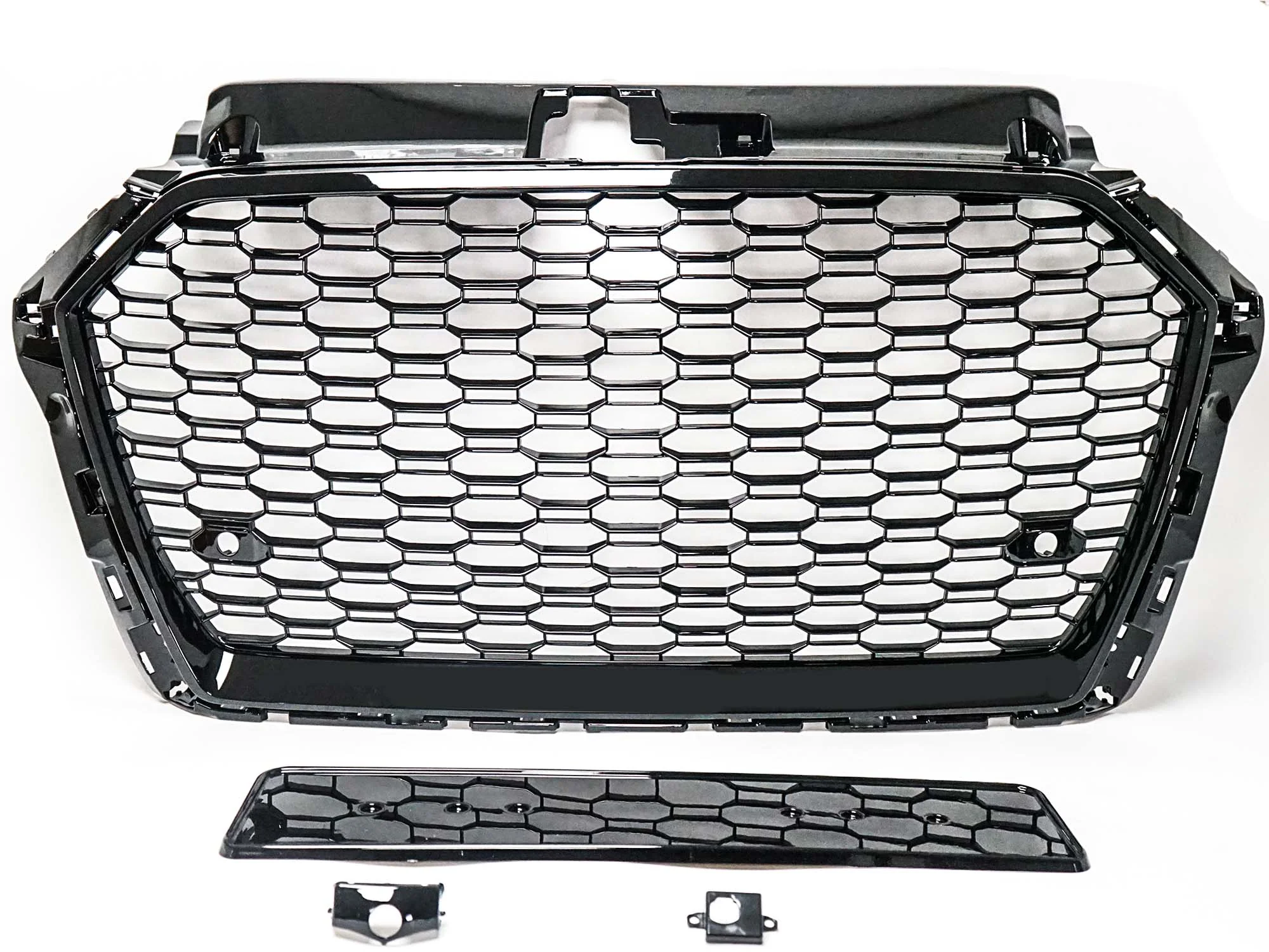 Glossy Black Honeycomb Front Bumper Grille for Audi A3 S3 8V 2017-2020 NON ACC - Image 8