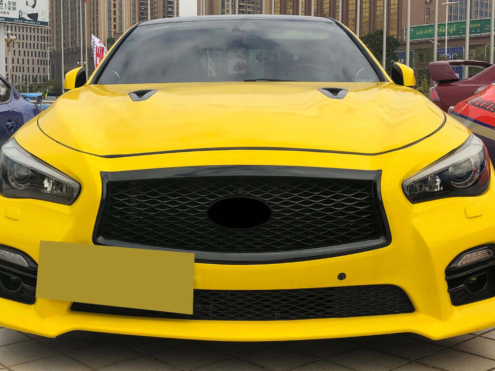 Gloss Black Front Bumper Grill Honeycomb for Infiniti Q50 2014-2017 - Image 20