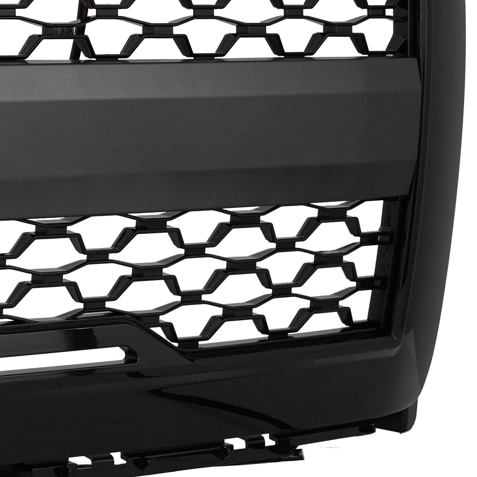 Gloss Black Front Bumper Hood Upper Grille w/Light For 2014-2015 Chevy Silverado 1500 - Image 4