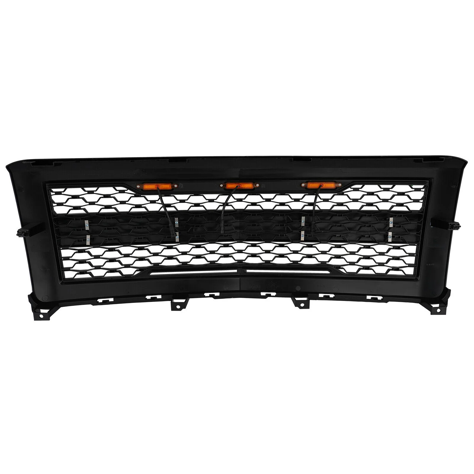 Gloss Black Front Bumper Hood Upper Grille w/Light For 2014-2015 Chevy Silverado 1500 - Image 8