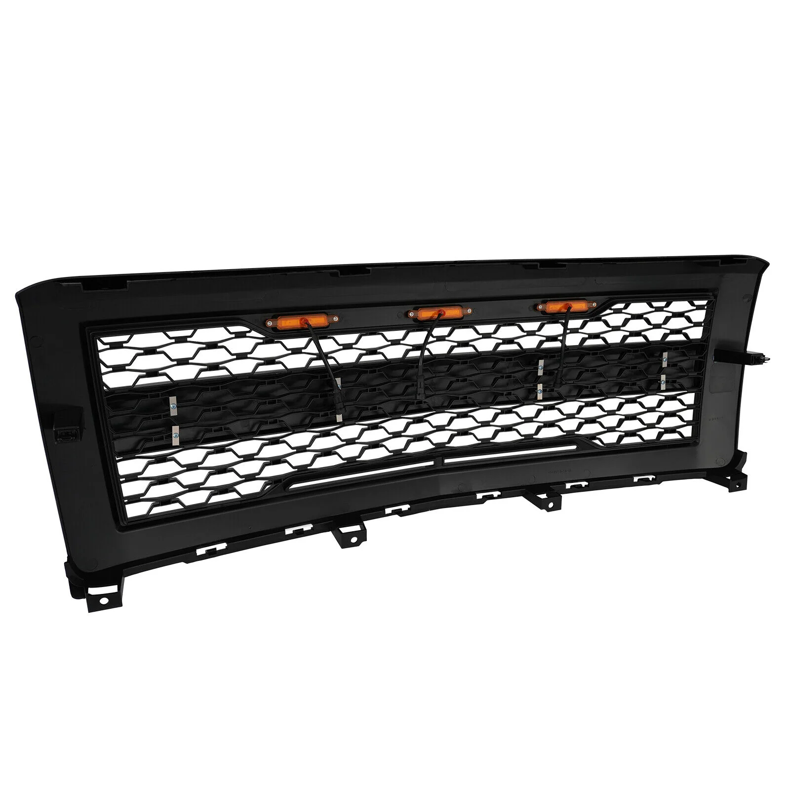 Gloss Black Front Bumper Hood Upper Grille w/Light For 2014-2015 Chevy Silverado 1500 - Image 9