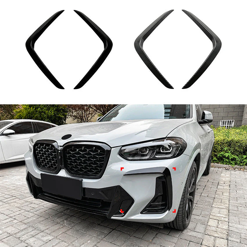 Carbon Black Front Bumper Side Air Vent Trim For BMW X3 X4 G01 G02 M Sport 2022-2023 - Image 2